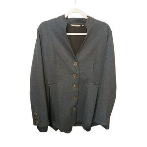 SOFT SURROUNDINGS Women’s Large Pleated Button Jacket Navy Blue 2EA76